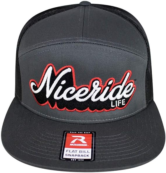 Snapback Half Pipe Grey 7 Panel Trucker Hat, Adjustable for Comfort and Fit, Lightweight and Breathable, Low Profile Design - Embroidered Logo
