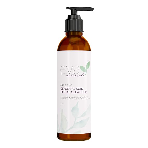 Eva Naturals Glycolic Acid Face Wash - Glycolic Acid Cleanser for Face (6 Fl Oz)