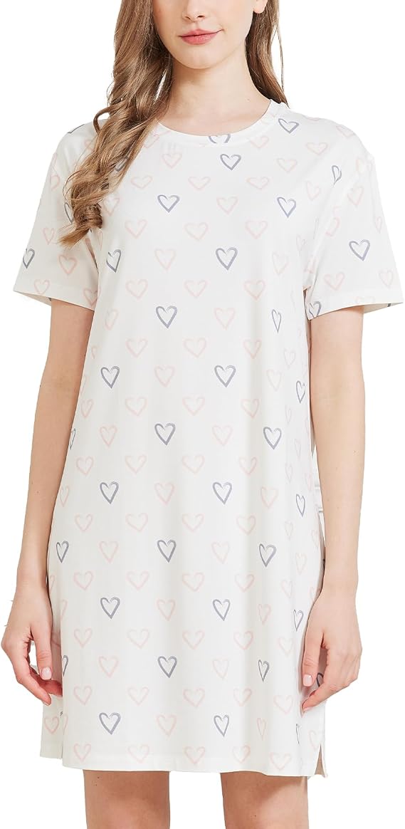 netdraw Women's Ultra Soft Bamboo Viscose Nightgowns Cooling T-Shirt Dress Pajamas Cotton Lightweight Sleepwear