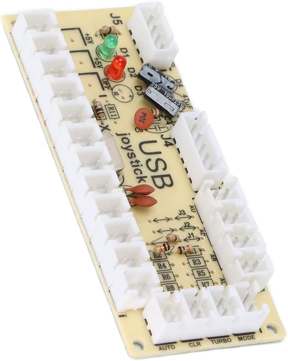 ASHATA Zero Delay USB PC Encoder Board with Wire and 5 Pin Joystick Cable, for PC, MAME, Retropie, Single