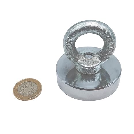 Magneteksan 60 mm Süper Güçlü Halkalı Neodyum Pot Mıknatıs – Endüstriyel Otomasyon, Makine, Robotik, İnşaat ve Tersane Kullanımına Uygun Güçlü Metal Toplama ve Sabitleme Mıknatısı