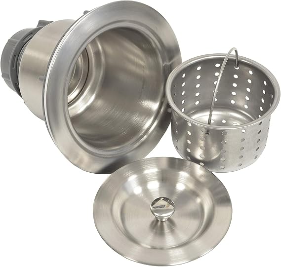 Coflex Kitchen Sink Drain Strainer Extra Deep Cup Kitchen Sink Stopper Basket Strainer with Sealing Lid 304 Stainless Steel Brushed Nickel Finish Strainers For Kitchen Fits 3 1/2" Drains Sink Strainer