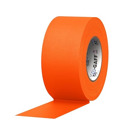 3" Width ProTapes Pro Gaff Premium Matte Cloth Gaffer's Tape With Rubber Adhesive, 50 yds Length x, Fluorescent Orange (Pack of 1)
