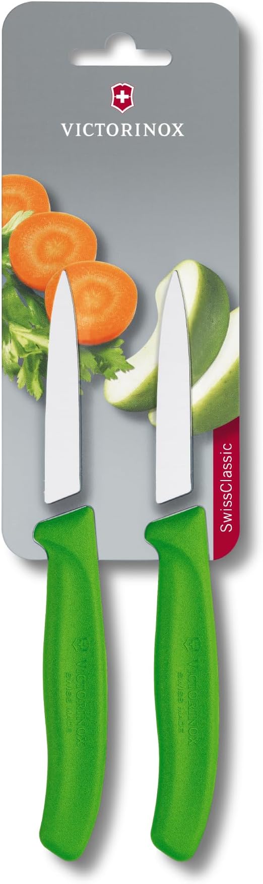 Victorinox Swiss Classic 2 Piece Paring Knife Set Straight Edge Pointed Tip - Green
