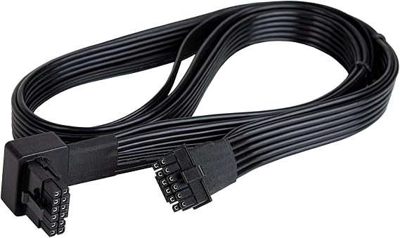 Silverstone Technology PP14-90 12+4 pin (PSU) to 12+4 pin (GPU) Low-profie 90 Angled 12VHPWR PCIe Gen5 Cable, SST-PP14-90