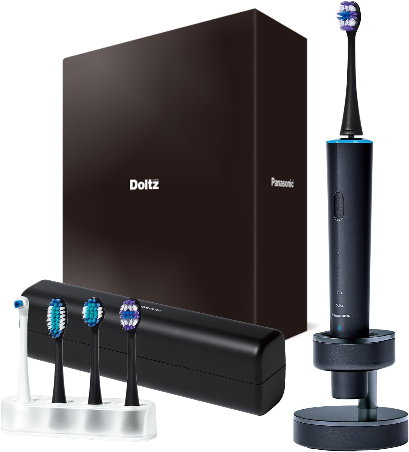 2023 ReleasePanasonic Sonic Vibration Toothbrush Doltz Top Model W Sonic Vibration Bluetooth Equipped Light Ring Function Charging Stand Portable Case Included Deep Navy EW-DT73-A