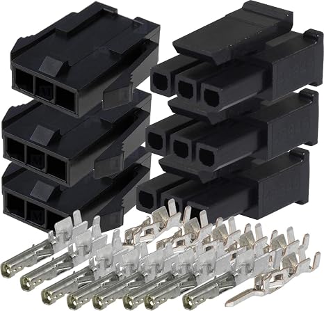 Molex Single Row (3-Pin) Male & Female Receptacle Plug, w/Terminal sockets Micro-Fit 3.0 (Pack of 3 Set)