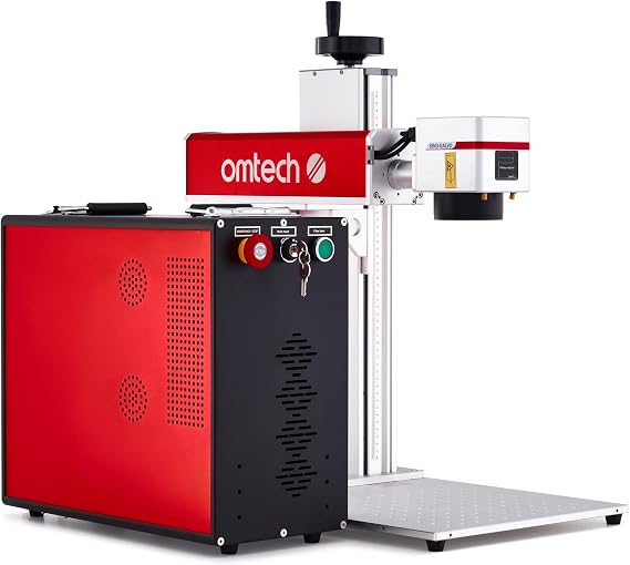 OMTech 20W Fiber Laser Marking Machine, LightBurn Compatible MOPA Laser Engraver with Red Dot Guide for Metal Color Marking, 7x7 Solid State Laser Etching Machine for Aluminum Steel Gold Jewelry More