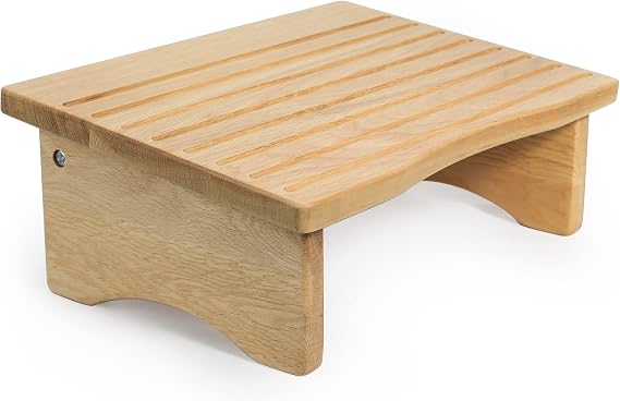 CONSDAN Foot Rest, Ergonomic Footrest for Under Desk at Work, Nursing Foot Stool, Natural Solid Wood Non-Slip Slanted Top Foot Stool for Office/Standing Desk (Natural Color)