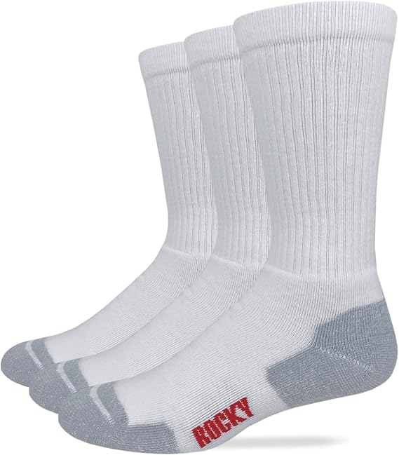 Rocky Mens Cotton Full Cushion Crew Socks 3 Pair Pack