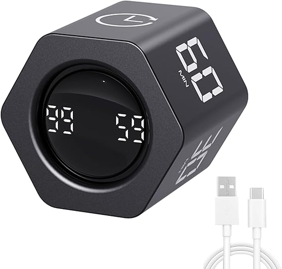 LUCKY TIME Flip Productivity Timer, 1, 5, 10, 30, 60 Min, Desk Cube Timer