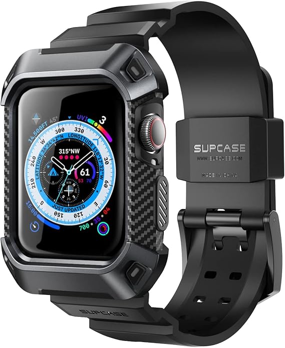 SUPCASE for Apple Watch 9/8/7/6/5/4/SE Case with Band 44mm/45mm Black