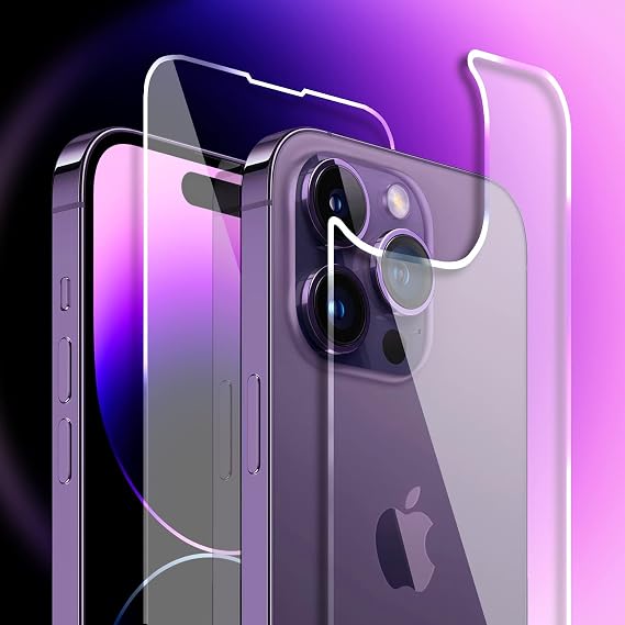 Front and Back Screen Protector for iPhone 14 Pro Max, Back Tempered Glass Front and Rear Glass Protector Premium HD Clarity Anti-Fingerprint/Scratch for 14 Pro Max (6.7 inch)
