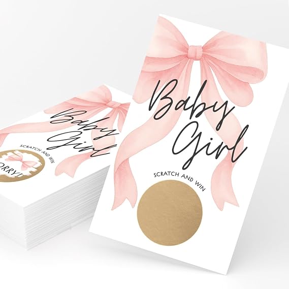 Printed Party Baby Shower Scratch Off Game Cards, Set of 30 Cards and Stickers