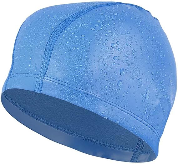 Swim Cap, Flexible Nylon Spandex Fabric Cotton PU Fiber Swimming Bathing Cap Hat for Men Women Kids Adults