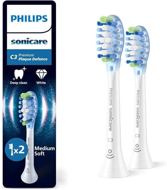 Philips Sonicare Premium Plaque Defence Yedek Başlık, 10 Kat Daha Fazla Plak Temizliği, Yumuşak Fırça Başlığı, 2’li Paket, Beyaz, HX9042/87