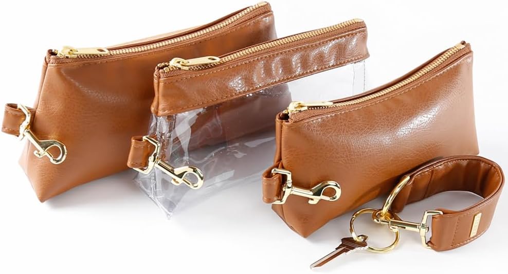 KEYPER 4-Piece Wristlet Set - Key Ring Bracelet & 3 Women’s Bags Womens Faux Leather Purses & Handbags Classic Clutch Purse