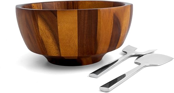 nambe Rivet Salad Bowl with Servers