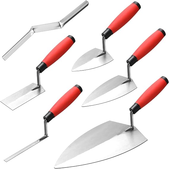 Lasnten 6 PCS Masonry Hand Tool Set 11" x 5-1/2" Philadelphia Brick Trowel