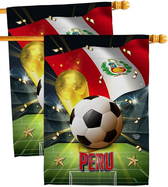 World Cup Peru Wall 2 Pcs Banner Flag Patio Lawn Garden Room Decorations Outdoor Tapestry Yard Signs Art FIFA Team Qatar Trophy Soccer Game Football Gifts, Made in USA