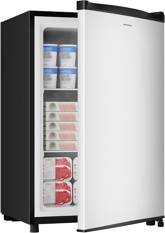 BANGSON 3.0 Cu.ft Compact Upright Freezer for Dorm Office, Silver