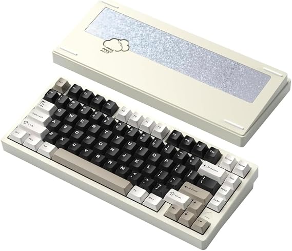 WOBKEY Rainy 75 Mechanical Keyboard/Raindrop-like Typing Feel/Customizable Features/Hot-Swap & VIA Support/Gasket Structure/Aluminum Casing/Wireless Connection/RGB Backlight White Pro Model