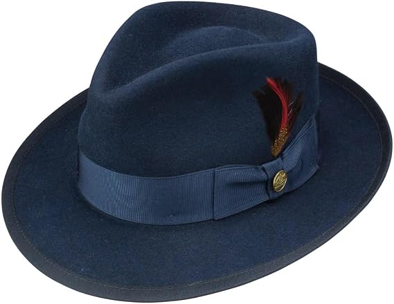 Stetson Mens Wool Felt Whippet Fedora Hat Navy, Small