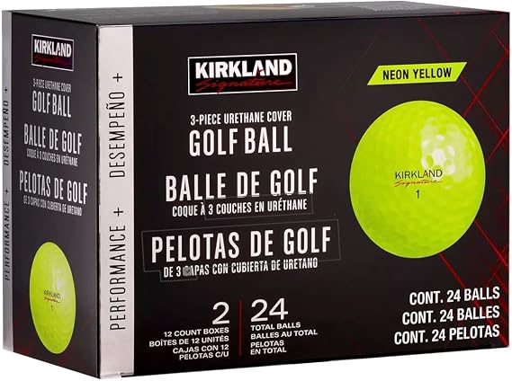 Kirkland Signature 3-Piece Urethane Cover Golf Balls, Neon Yellow (Box Damaged)