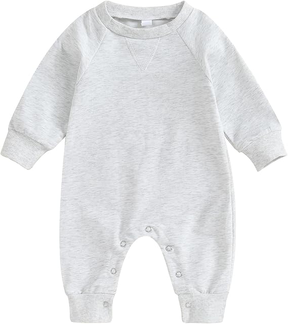 Newborn Infant Baby Boy Girl Clothes Solid Color Long Sleeve Romper Jumpsuit One Piece Bodysuit Fall Winter Outfit