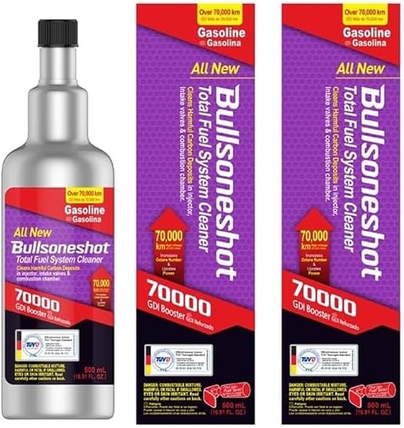 2 Pack Bullsoneshot 70000 Total Fuel System Cleaner & Fuel Additive for Gasoline Engine