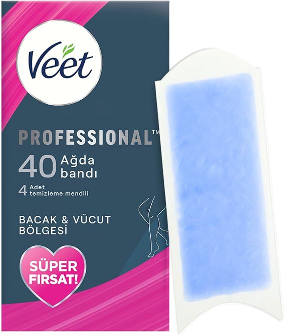 Veet Professional Waxing Tape for Sensitive Skin, Leg and Body Area, 40's Super Deal Package