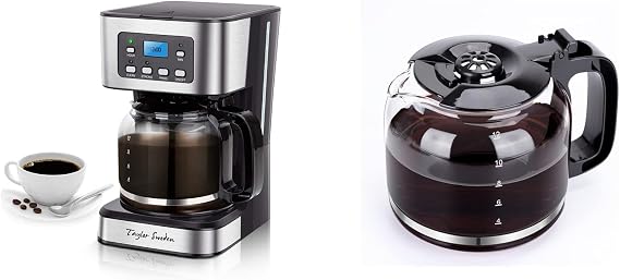 Taylor Swoden 12-Cup Programmable Coffee Maker & 12-Cup Replacement Glass Carafe