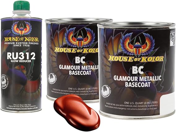 House of Kolor C2C-BC11 Cinder Red Metallic Basecoat 2 Quart Kit +Slow Reducer