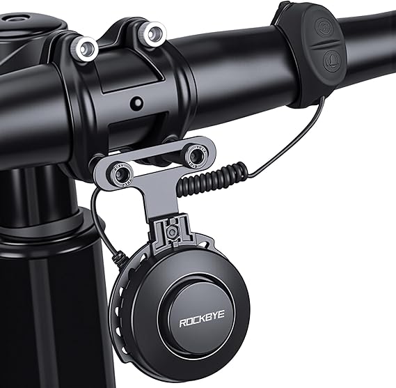 Electric Bike Horn 120dB - 4 Sound Modes & Volume Adjustable, Suspension Mounted Bicycle Horn with Rechargeable Battery, Bike Bell for Adults Kids Bike/Ebike/Scooter, Waterproof Bike Accessories