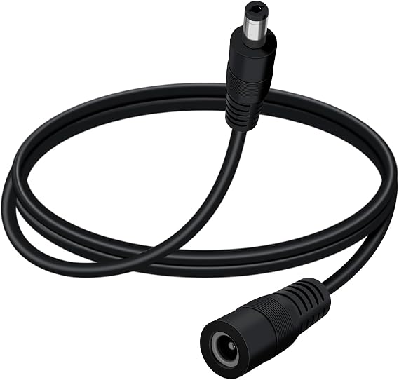 DC Power Extension Cable 5.5mmx2.1mm 18AWG DC Cable Male to Female 5V 6V 9V 12V 24V 3A for Security Cameras, DVR, Router, Printer, LED Strip (Black, 5m/16.4FT)