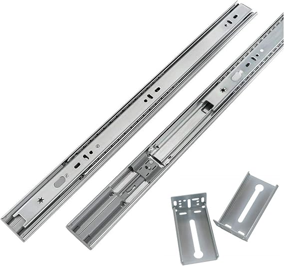 LONTAN 1 Pair Soft Close Drawer Slides 22 Inch Cabinet Drawer Slides & 1 Pair Metal Rear Mounting Brackets for Face Frame Cabinets