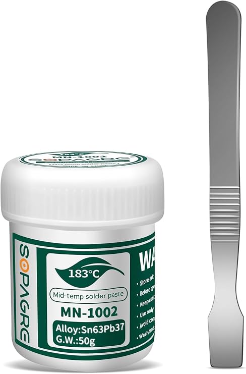 Sn63/Pb37 Solder Paste 183C SMD BGA SMT Tin Lead No Clean | 50g no clean solder paste with tiny residue 183C melting point for SMD BGA IC chip and phone motherboard precision welding