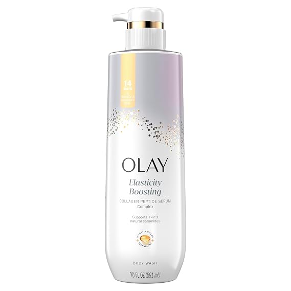 Olay Body Wash for Women, Elasticity Boosting, Collagen Peptide Serum Complex, Renews Moisture, Free of Parabens & Phthalates, Vitamin B3 Lameller Technology, For All Skin Types, 20 fl oz