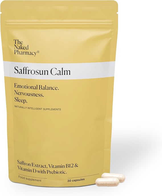 The Naked Pharmacy Saffrosun Calm Supplements for Mood & Focus | Supplements with Vitamin B12 & Saffron Extract to Support Immune Function & Relaxation | Vegan | No Additives | 30 Capsules