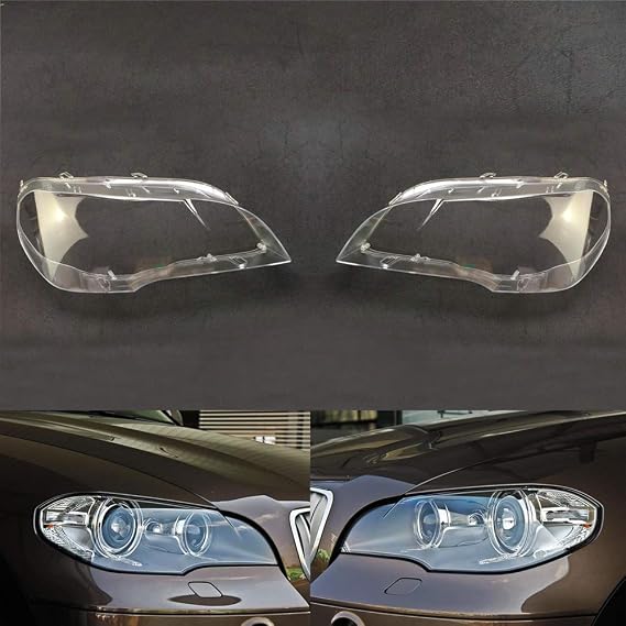 Car Headlight Cover Replacement for BMW X5 E70 2008 2009 2010 2011 2012 2013 Clear Headlight Lens Cover Auto Headlamp Shell Replace Original Lampshade(One Pair)