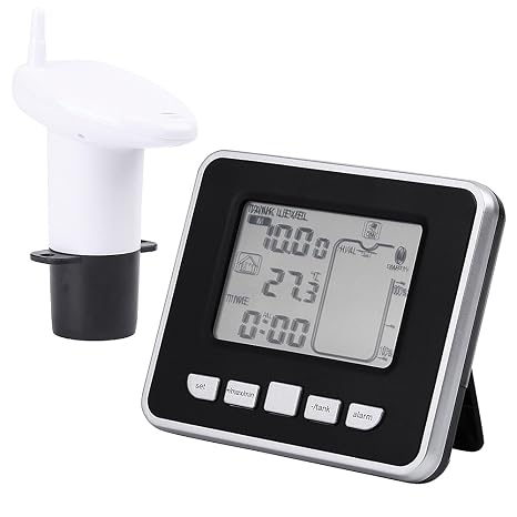Ultrasonic Level Sensor Water Liquid Level Sensor Transmitter with LCD Temperature Display Supports Liquid Level High/Low Alarm
