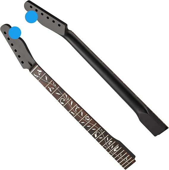 Guitar Neck 22 Frets TL Canadian Maple Electric Guitar Neck 14" Radius Fingerboard, Bone Nut, Matte Black, Rosewood Fingerboard Tree of Life Carving