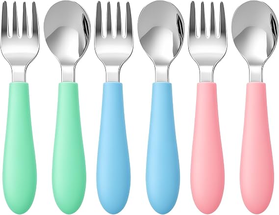 6 PCS Toddler Utensils 18/8 Stainless Steel Fork and Spoon Set