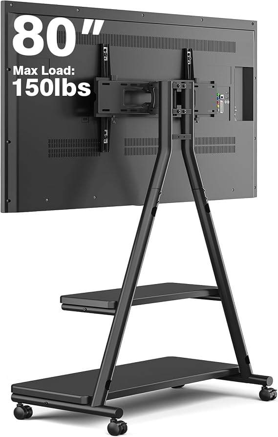 Rfiver Heavy Duty Rolling TV Stand for 43-80 Inch TVs up to 150lbs