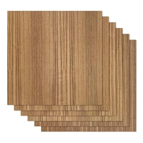 Proflex Teak Plywood 24pcs, 1/8" x 12 x 12 Real Wood Plywood Sheets Premium A Grade with Smooth Sanded Finish, Perfect for Laser Cutting & Engraving, Crafts, and DIY Projects.