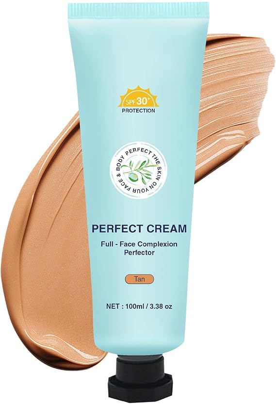 All Over Complexion Perfector For Legs, Body Coverage Perfector SPF 30+, Body Makeup For Legs Makeup To Cover Veins, Tattoo Cover Up Make up, Waterproof & Long-Lasting Light Foundation (#Tan)