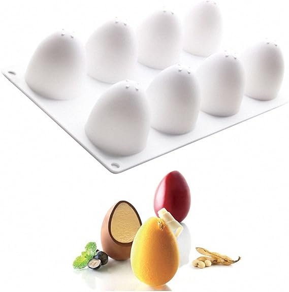 3D Easter Egg Baking Mold - MoldFun Easter Egg Silicone Mold for Mousse Cake, Peanut Butter Chocolate, Candy, Jello, Pastry, Muffin, Cupcake, Mini Soap, Lotion Bar, Bath Bomb, Candle Wax Melts