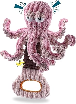 SHYUJAJIE Squeaky Dog Toys for Large Dogs, Octopus Dog Toy for Aggressive Chewers, Interactive Tug of War Dog Plush Toy to Keep Them Busy, Crinkle Dog Toy Purple