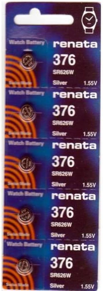 Renata 376 Watch Battery, 5 Pack