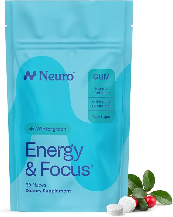 Neuro Energy & Focus Gum, Wintergreen, 90 Count